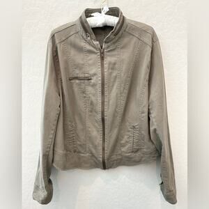 TORRID | Khaki Olive Moto Jacket Plus Zip Front Utility Military Style | 1X